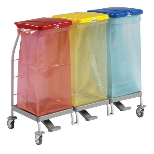 Support sac avec pédale et couvercles - 2x70L, 3x70L et 4x70L - TTS Support sac avec pédale et couvercles - 2x70L, 3x70L et 4x70L - TTS