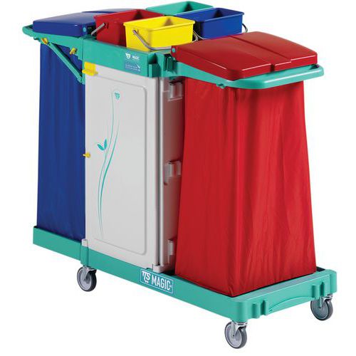 Schoonmaakwagen Magic Line 390 met lade en 2 zakhouders 120 l - TTS Schoonmaakwagen Magic Line 390 met lade en 2 zakhouders 120 l - TTS