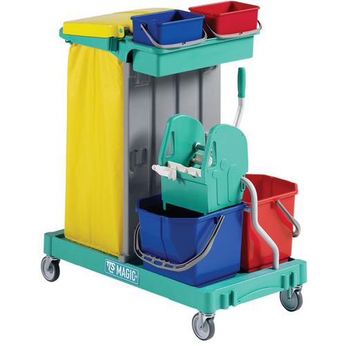 Schoonmaakwagen Magic Line 120 Basic met pers - zakhouder met deksel 120 l Schoonmaakwagen Magic Line 120 Basic met pers - zakhouder met deksel 120 l