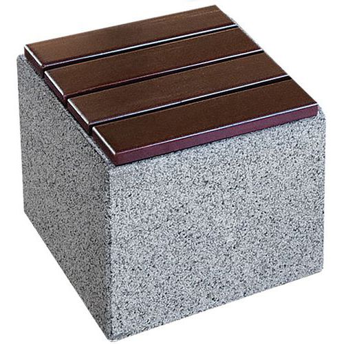 Assise cubique Kube béton granite avec assise bois - Benito