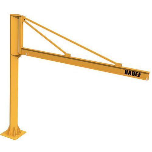 Set kolomzwenkkraan met driehoekige giek en elektrische takel, Rotatiehoek: 270 °, Basis Ø: 330 mm