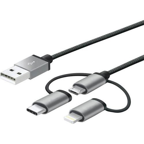 Kabel 3 in 1 Micro USB/Lightning/USB-C USB