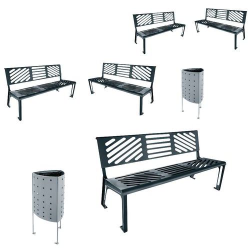 Pack bancs Kessen + poubelle Argo - Manutan Expert