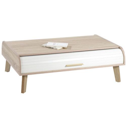 Table basse Vintage coloris Chêne/Blanc