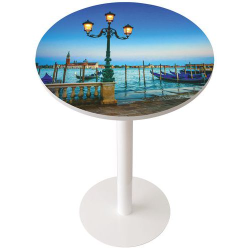 Table de réunion haute Easy Ø 80 cm plateau coloris Décor - Manutan Expert