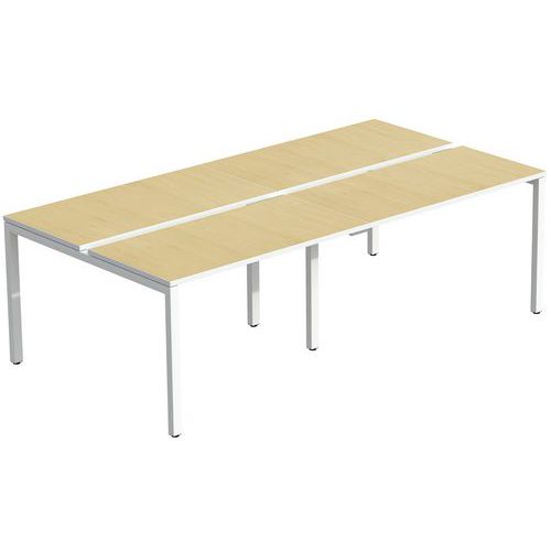 Bureau recht Bench Easy Office 4-zits, Type onderstel: 4 poten, Hoogte: 75 cm, Totale breedte: 280 cm