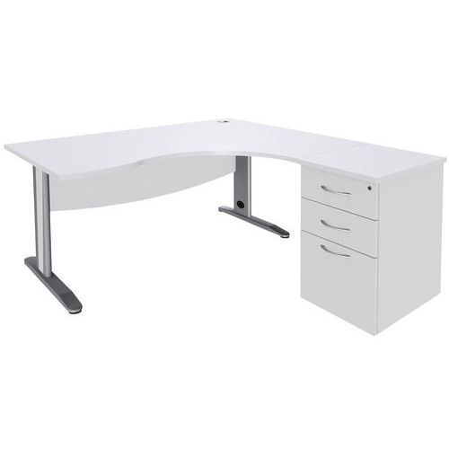 Pack bureau asymétrique Quatuor pied L métal retour à droite avec caisson HB - Manutan Expert
