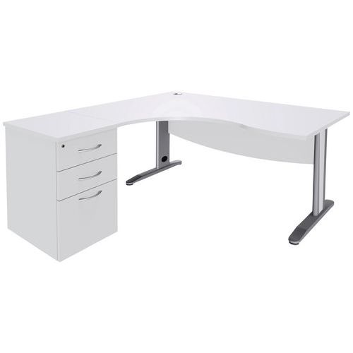 Pack bureau asymétrique Quatuor pied L métal retour à gauche avec caisson HB - Manutan Expert