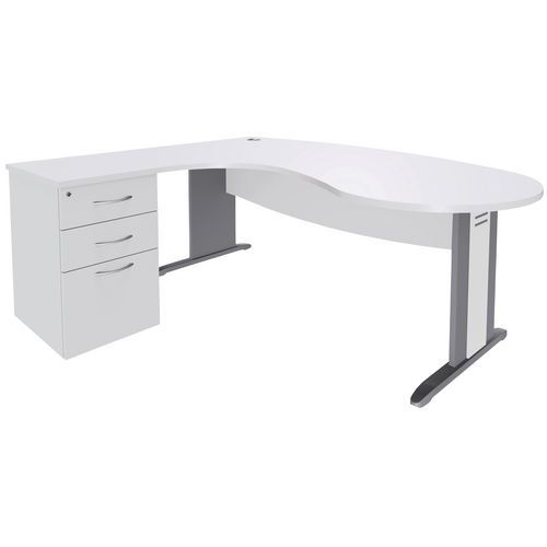 Bureau convivial Quatuor pied L bois retour et caisson  - Manutan Expert