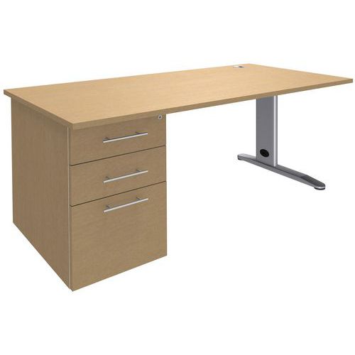Bureau droit Quatuor sur caisson porteur et pied métal - Manutan Expert