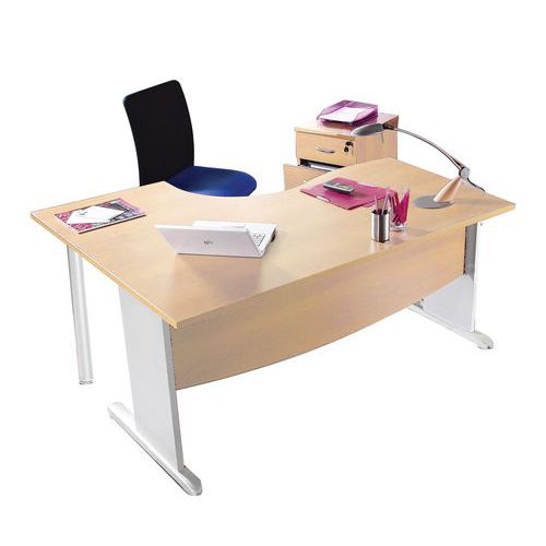Bureau asymmetrisch Mercure met L-poten, retour rechts of links