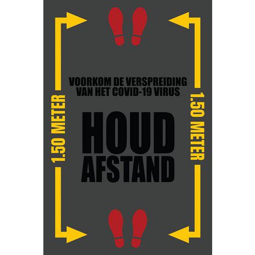 Mat met Nederlandse opdruk 'HOUD AFSTAND', Breedte: 120 cm, Lengte: 180 cm, Tapijt gebruik: Intensief