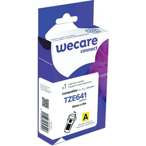 Tapecassette voor labelprinter Brother - Breedte 18 mm - Wecare