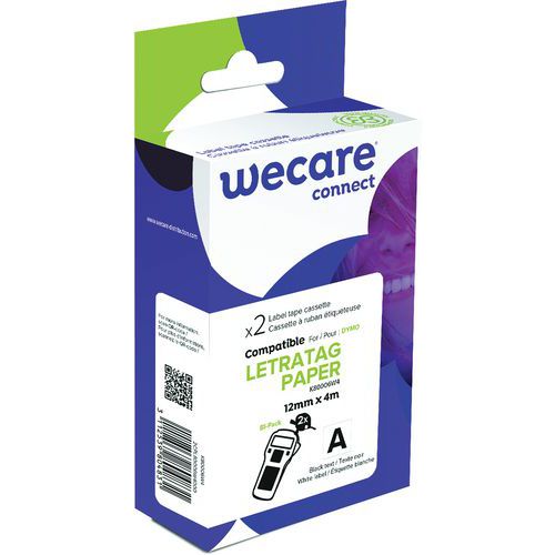 Tapecassette voor labelprinter Dymo - 12 mm - Set van 2 - Wecare
