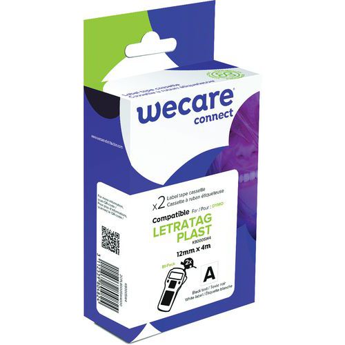 Tapecassette voor labelprinter Dymo - 12 mm - Set van 2 - Wecare