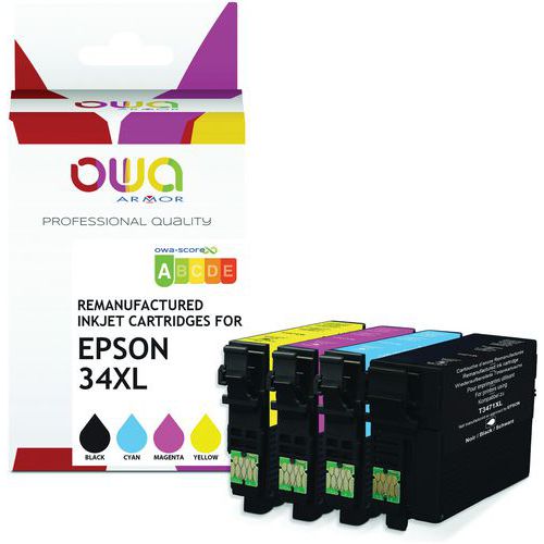 Inktcartridge refurbished Epson 34XL - 4 kleuren - OWA