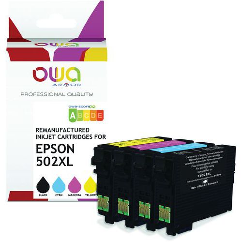 Inktcartridge refurbished Epson 502XL - 4 kleuren - OWA