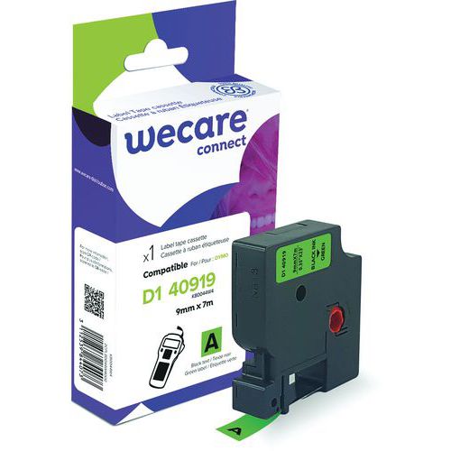 Tapecassette voor labelprinter Dymo D1 - Breedte 9 mm - Wecare