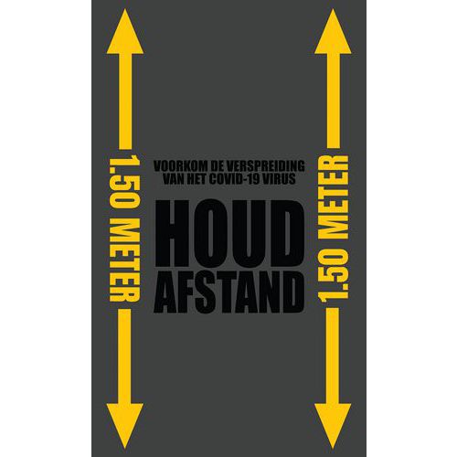 Mat met Nederlandse opdruk 'HOUD AFSTAND', Breedte: 90 cm, Lengte: 150 cm, Tapijt gebruik: Intensief