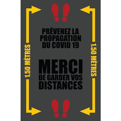 Mat met opdruk 'MERCI DE GARDER VOS DISTANCES', Breedte: 120 cm, Lengte: 180 cm, Tapijt gebruik: Intensief