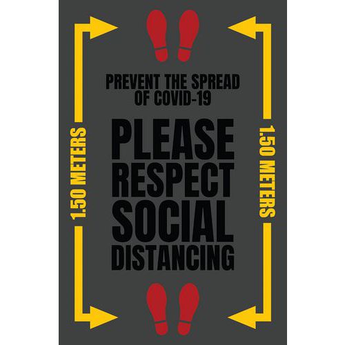 Mat met Engelse opdruk 'PLEASE RESPECT SOCIAL DISTANCING', Breedte: 120 cm, Lengte: 180 cm