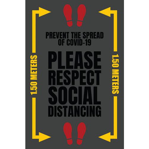 Tapis imprimé anglais « PLEASE RESPECT SOCIAL DISTANCING » - Notrax