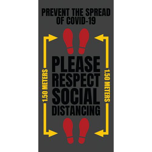 Tapis imprimé anglais « PLEASE RESPECT SOCIAL DISTANCING » - Notrax