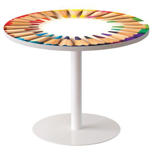 Guéridon  Ø 80 cm plateau coloris Décor - Manutan Expert