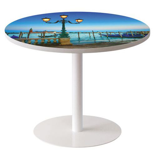 Guéridon  Ø 80 cm plateau coloris Décor - Manutan Expert