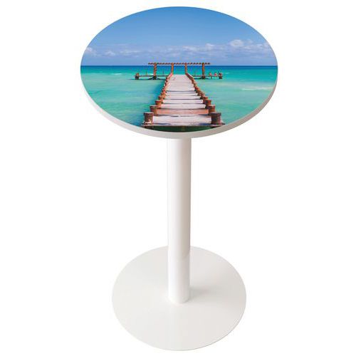 Table de réunion haute  Ø 60 cm plateau coloris Décor- Manutan Expert