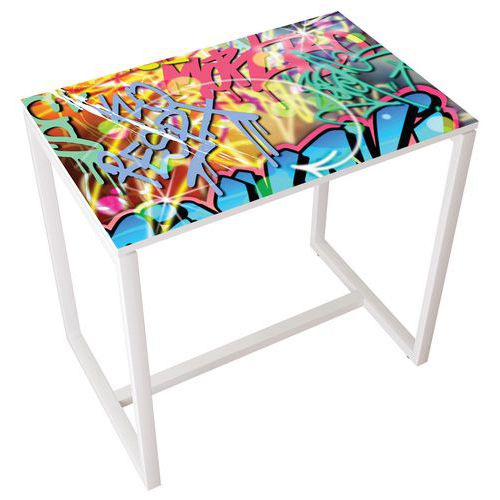 Table de réunion haute  4 personnes coloris Décor - Manutan Expert