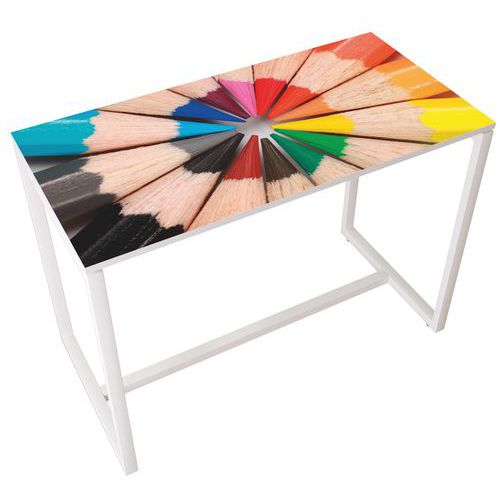 Table de réunion haute  6 personnes coloris Décor - Manutan Expert