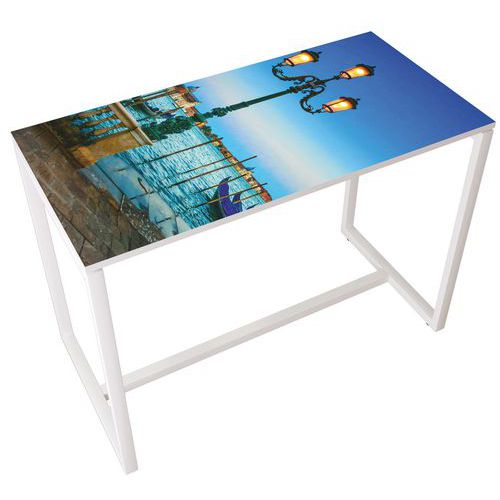 Table de réunion haute  6 personnes coloris Décor - Manutan Expert