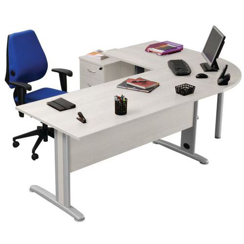 Pack bureau droit Quatuor 160cm + angle+ bureau 80cm+caisson Manutan Expert
