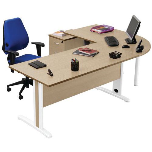 Pack bureau droit Quatuor 160cm + angle+ bureau 80cm+caisson Manutan Expert