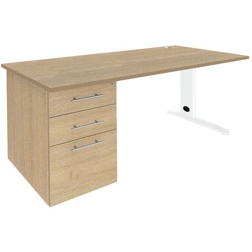 Bureau droit Quatuor sur caisson porteur et pied métal - Manutan Expert