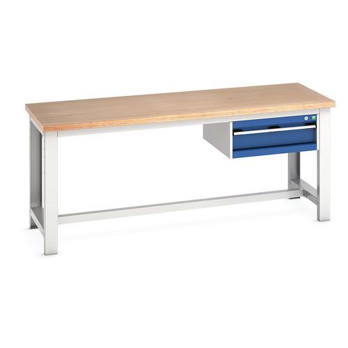 Werkbank Cubio met 1 lade - Breedte 200 cm - Multiplex