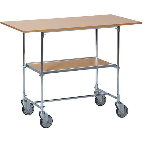 Verrijdbare eiken tafel - 2 plateaus - draagvermogen 50 tot 100 kg