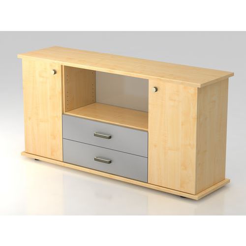 Armoire basse à portes et tiroirs SB - Poignée striée - Hammerbacher