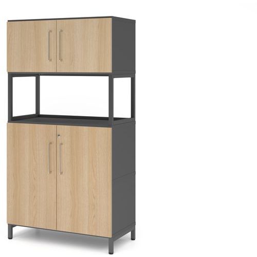 Armoire combi à 4 niveaux - Cadre ouvert - Socle acier - Hammerbacher