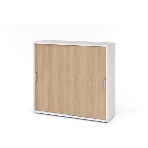 Armoire portes coulissantes poignées chromées - 3 cases - Hammerbacher