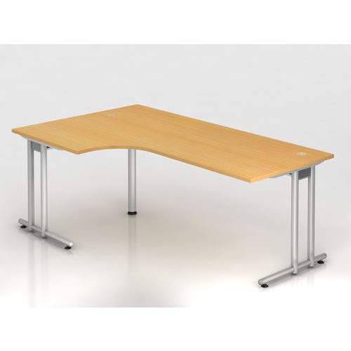 Bureau 90° hoek C-vormig onderstel NS82 - 200x120 cm - Hammerbacher