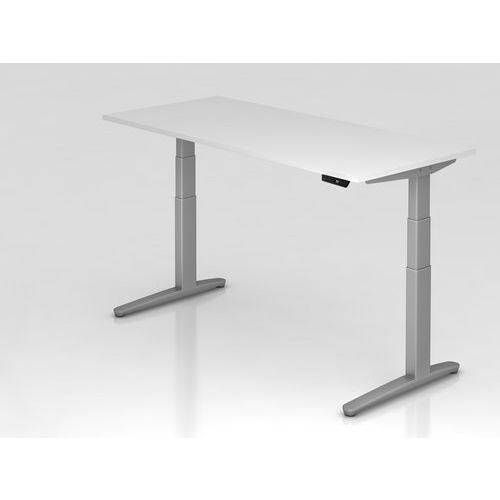 Bureau assis-debout pied argent série XBHM - 180x80 cm - Hammerbacher