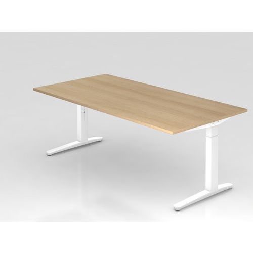 Bureau rectangulaire XB - Plateau chêne - 200x100 cm - Hammerbacher