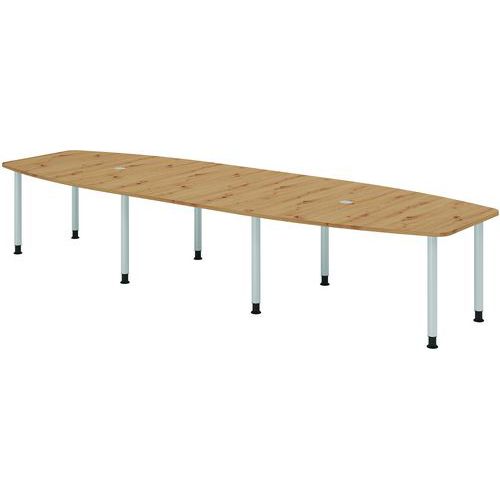 Table de réunion tonneau - 8 pieds argent - 400x130cm - Hammerbacher