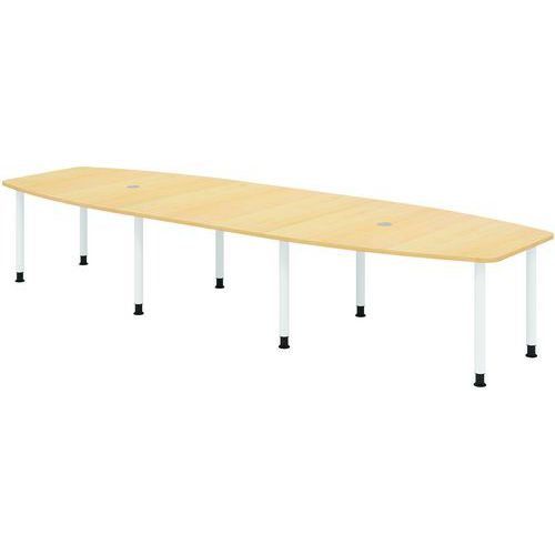 Table de réunion tonneau - 8 pieds blancs - 400x130cm - Hammerbacher