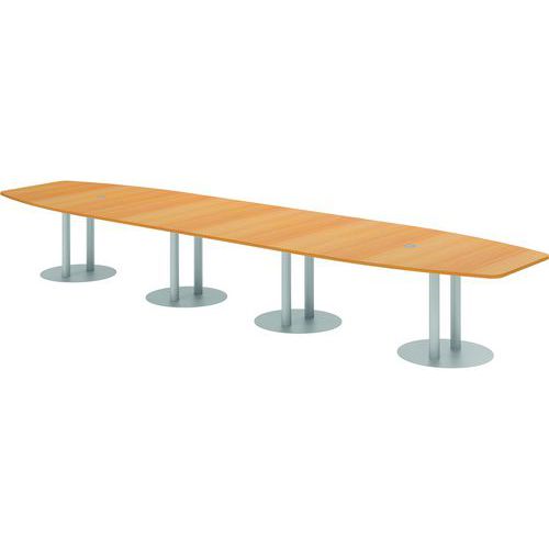 Vergadertafel ton met kolompoot - 520x130 cm - Hammerbacher
