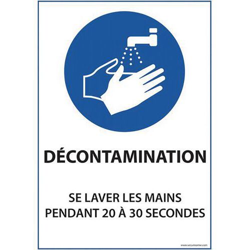 Ontsmettingsbord DÉCONTAMINATION SE LAVER LES MAINS PENDANT 20-30 sec Ontsmettingsbord DÉCONTAMINATION SE LAVER LES MAINS PENDANT 20-30 sec