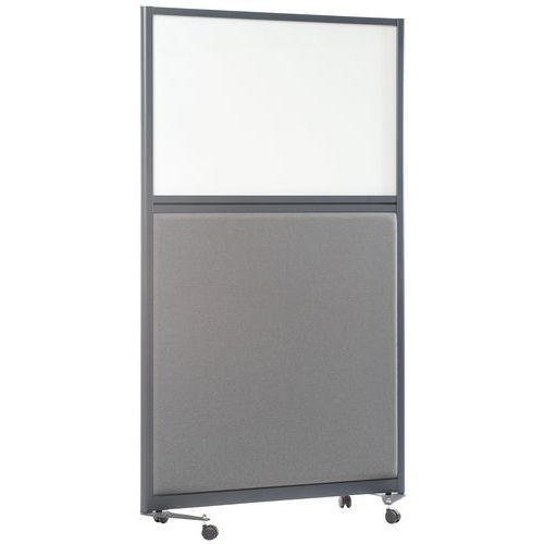 Akoestische scheidingswand op voet serie M - Met magnetisch whiteboard - 2000x1200 mm
