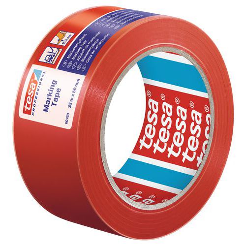Geplastificeerde PVC-tape voor tijdelijke grondmarkering 60760 - tesa